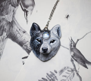 Light and Dark Wolf Necklace