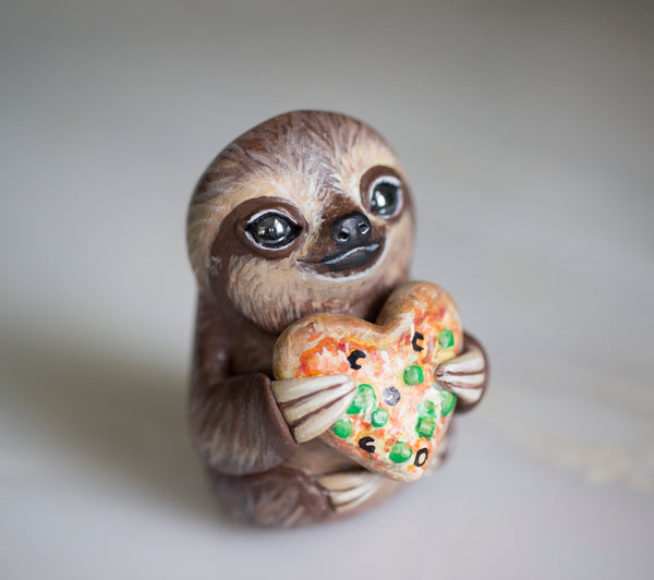 Pizza Heart Sloth Figurine