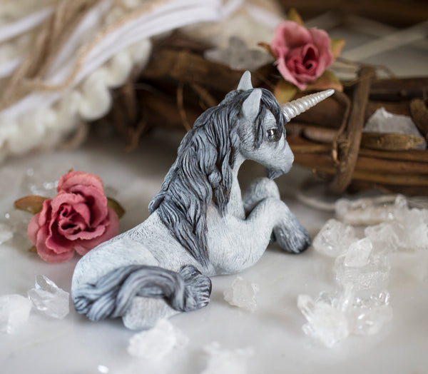 Grey Unicorn Figurine