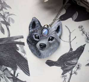Wolf #1 Moonstone Wolf Necklace