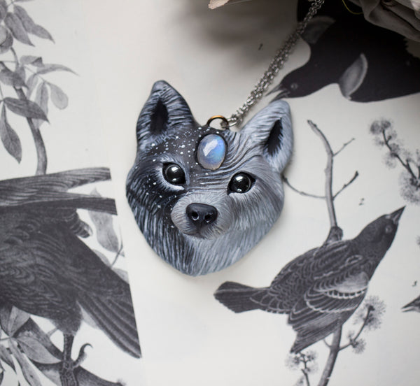 Wolf #1 Moonstone Wolf Necklace