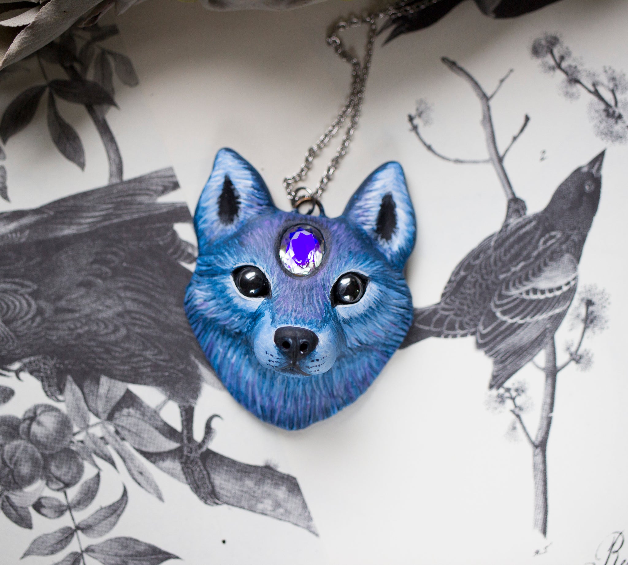 Wolf #3 Mystic Quartz Wolf Necklace