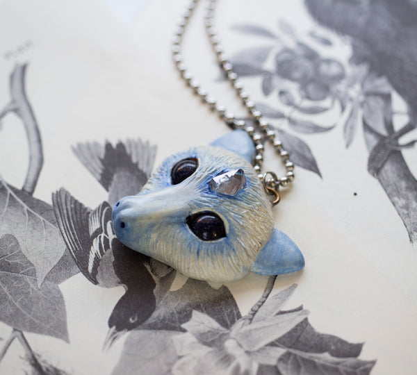 Blue Crystal Bat Necklace