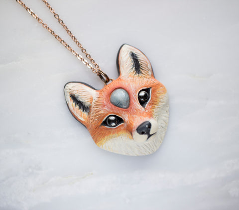Aquamarine Fox Necklace