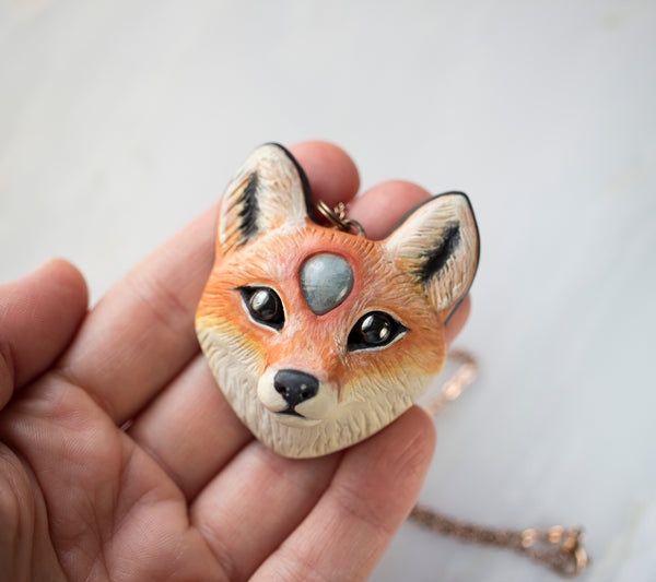 Aquamarine Fox Necklace