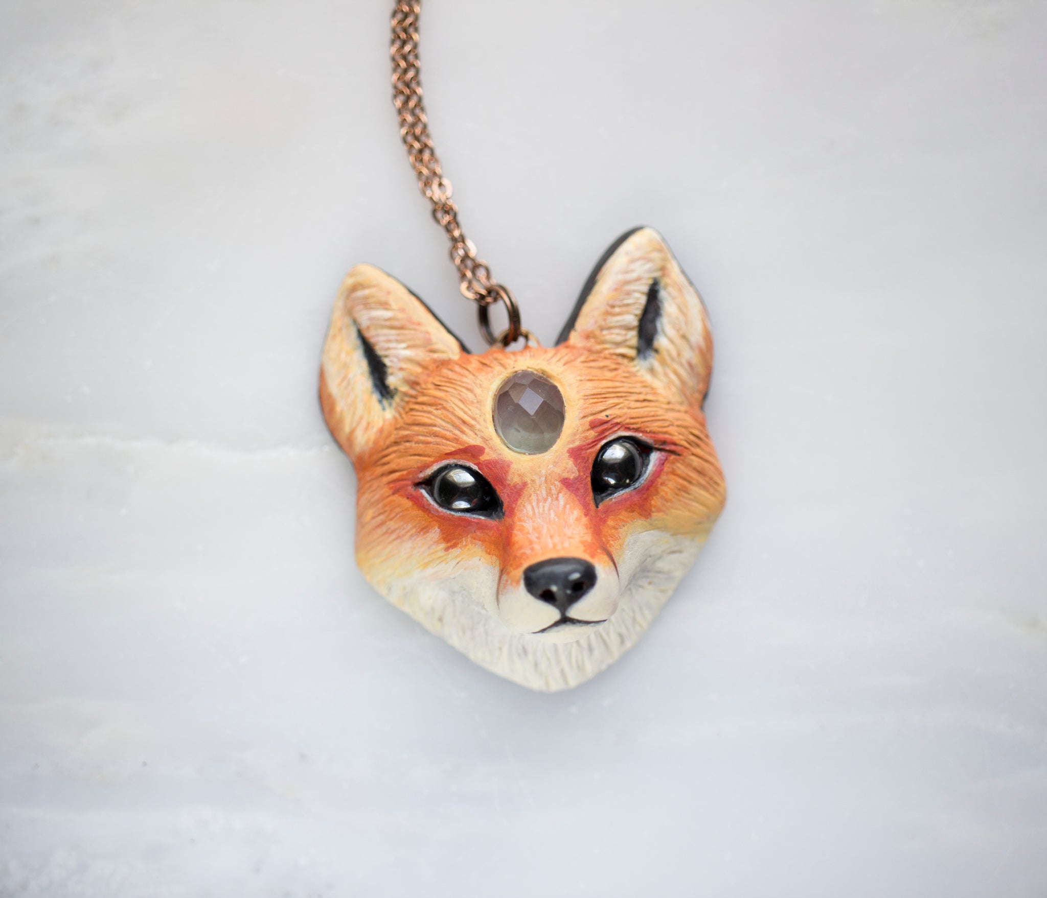 Flourite Fox Necklace