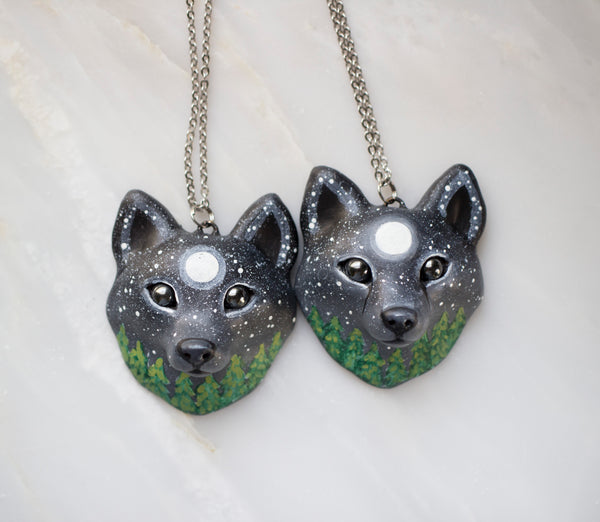 Night Time Wolf Necklace