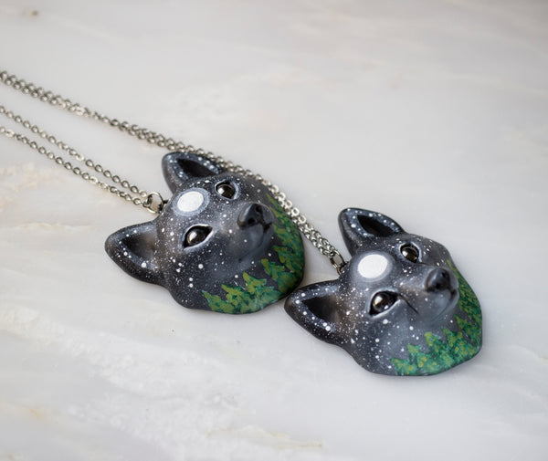 Night Time Wolf Necklace