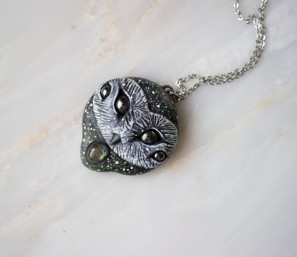 Labradorite Fantasy Owl Necklace