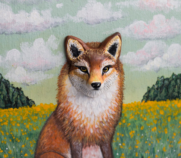 Fox in a field painting