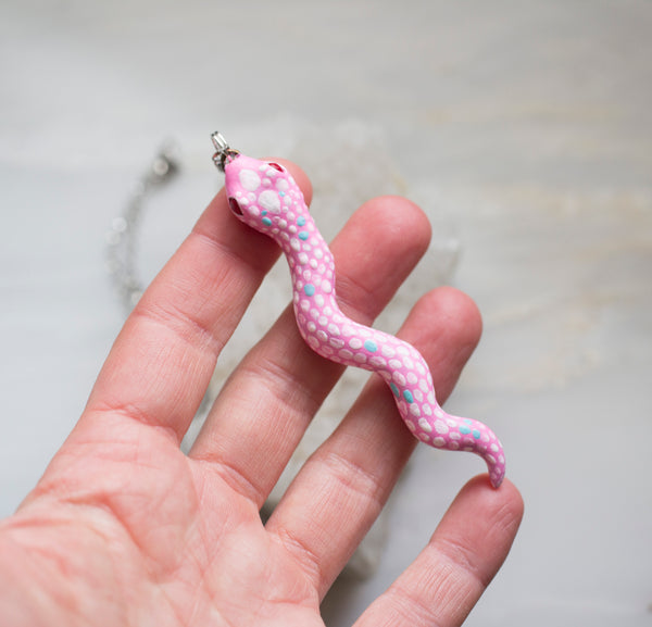 Pink snake necklace