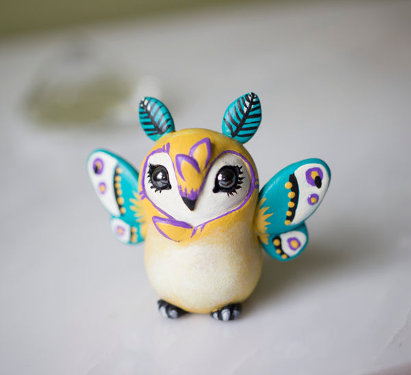 Yellow Moth Owl Figurine
