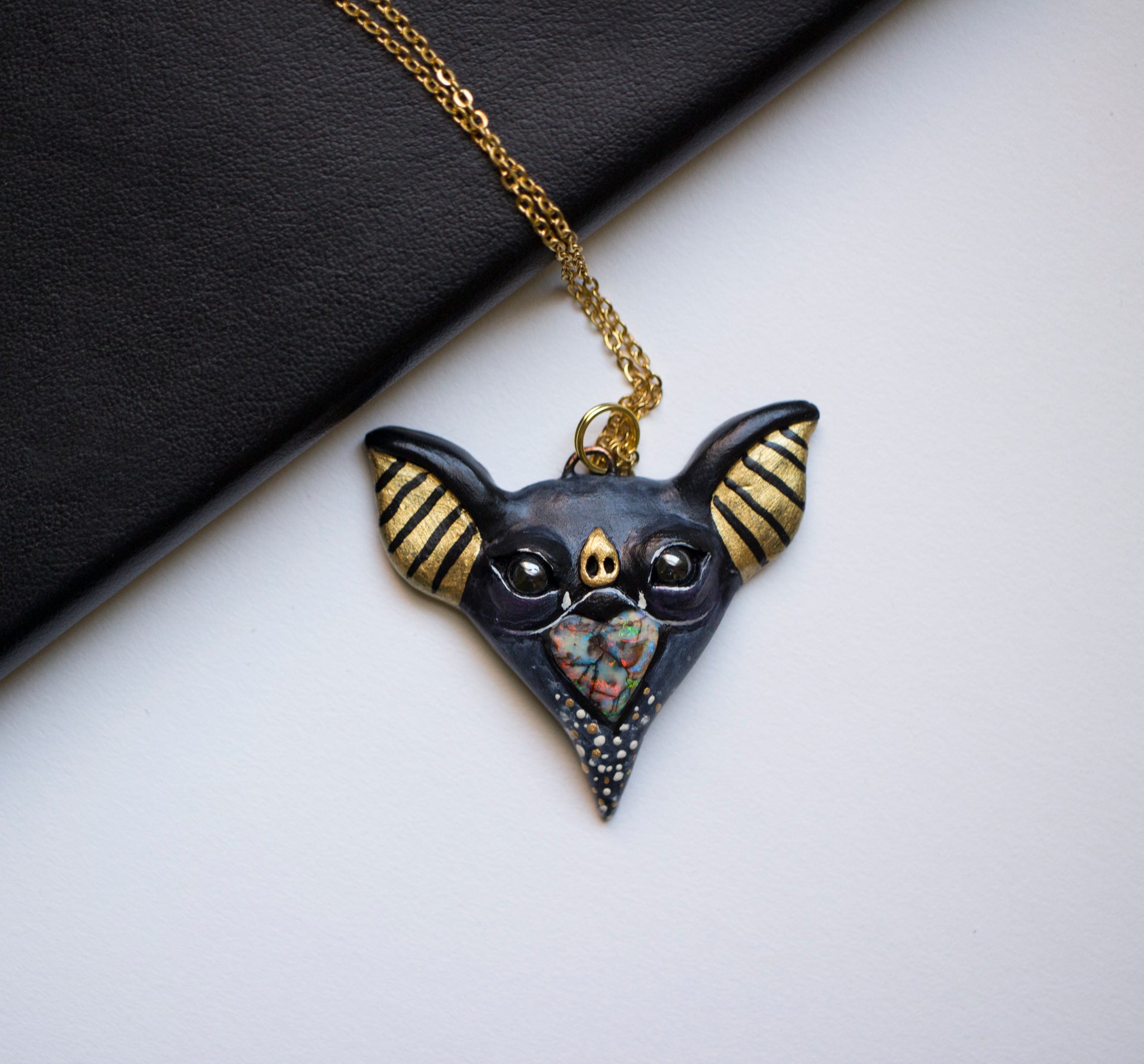 Monarch Opal Bat Necklace