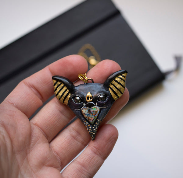 Monarch Opal Bat Necklace