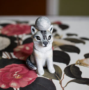 Crystal Moon White Wolf Figurine