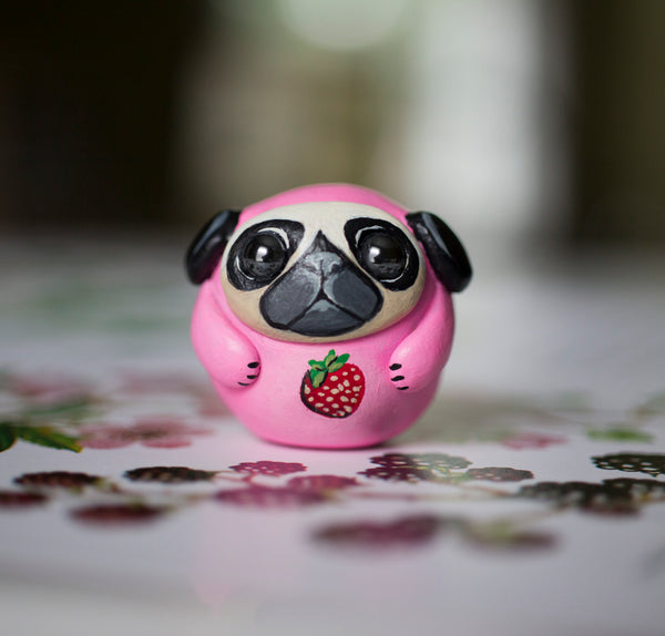Strawberry Pug Bubble Figurine