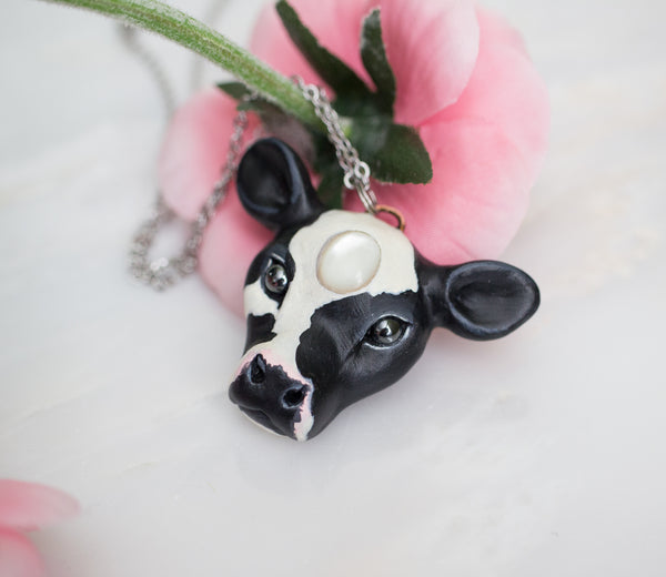 Mother of Pearl Cow Necklace