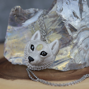 Opal Wolf Silver Chain