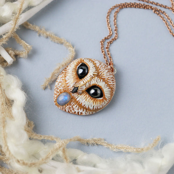 Moonstone Owl Necklace