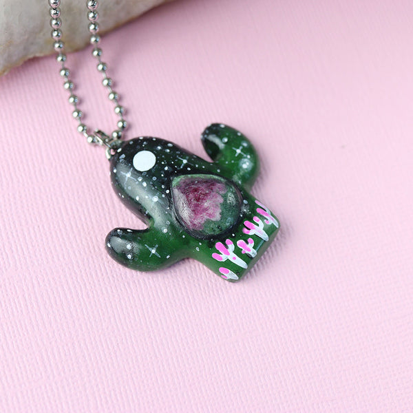 Ruby Zoisite Cactus Necklace