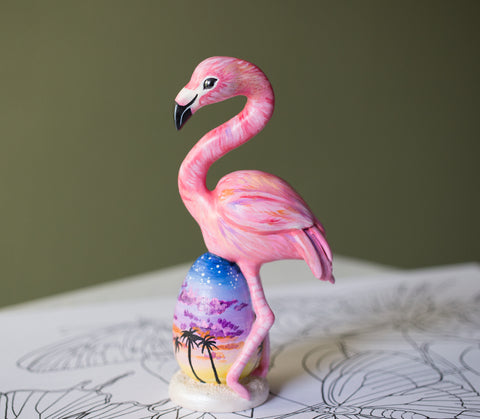 Flamingo Sunset Egg Figurine