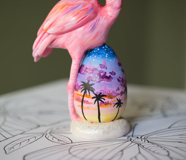 Flamingo Sunset Egg Figurine