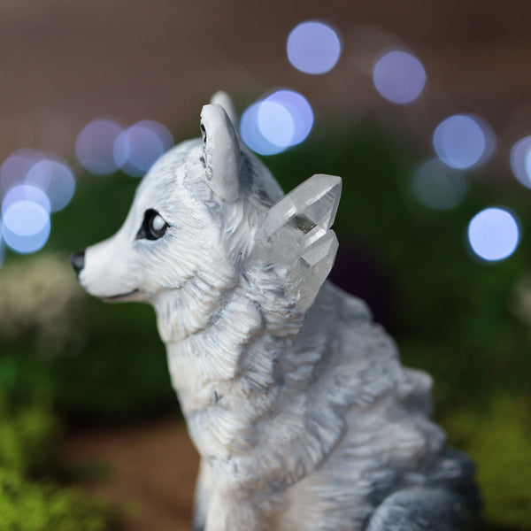 White Crystal Wolf Figurine