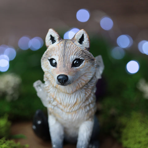 Tan Crystal Wolf Figurine