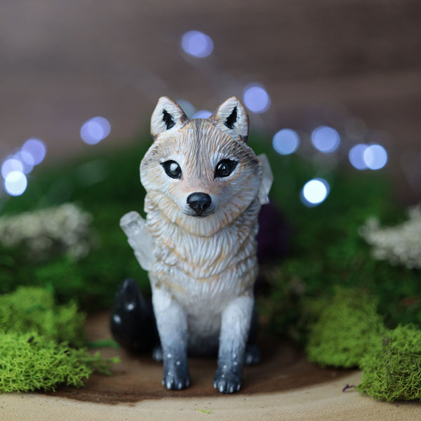 Tan Crystal Wolf Figurine