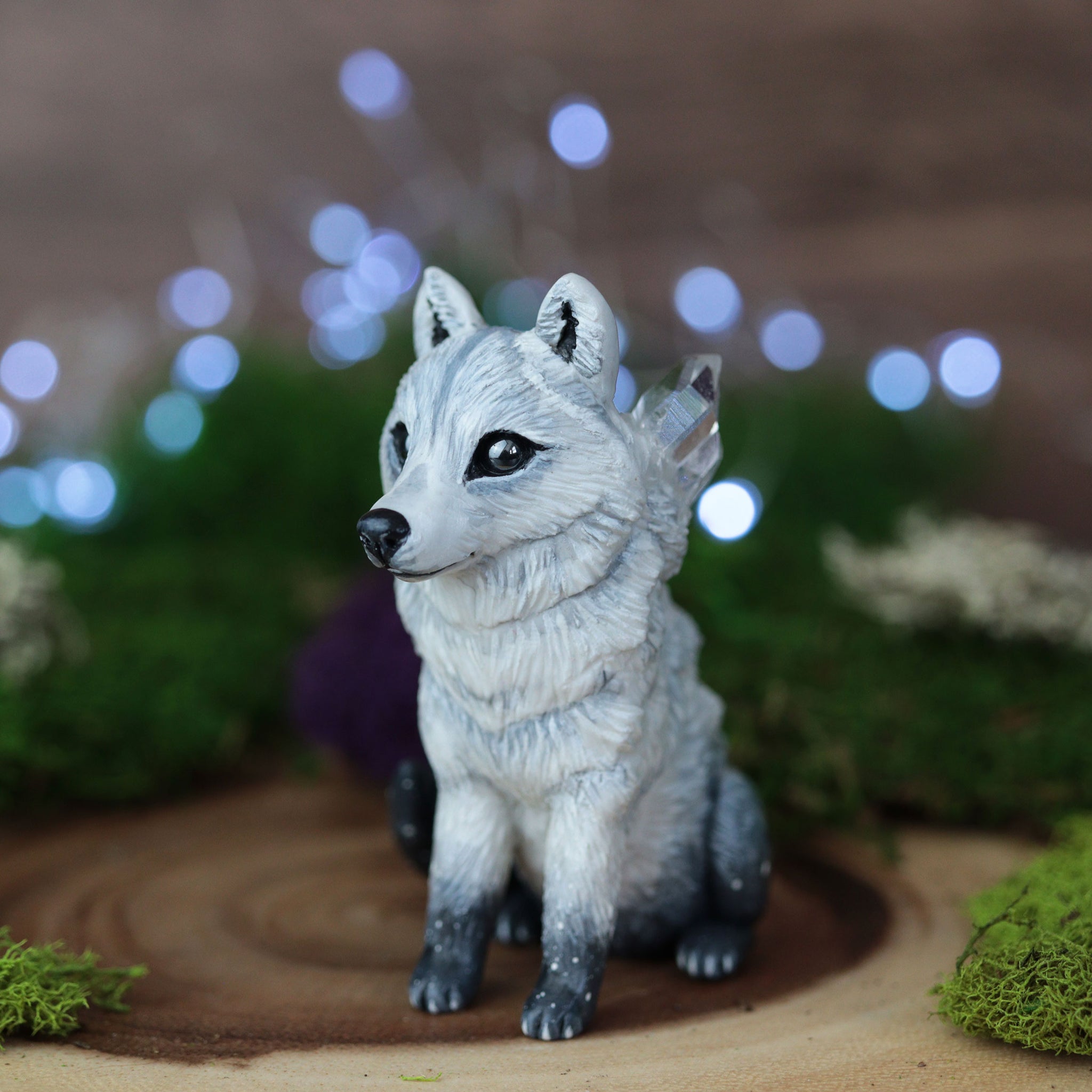 White Crystal Wolf Figurine