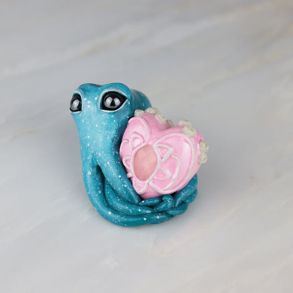 Rose Quartz Valentine Octopus Figurine