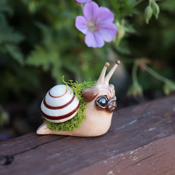 Pug Snail Figurine