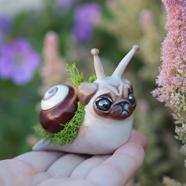 Pug Snail Figurine