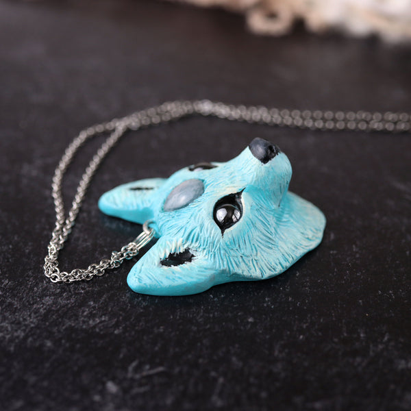 Aquamarine Wolf Necklace