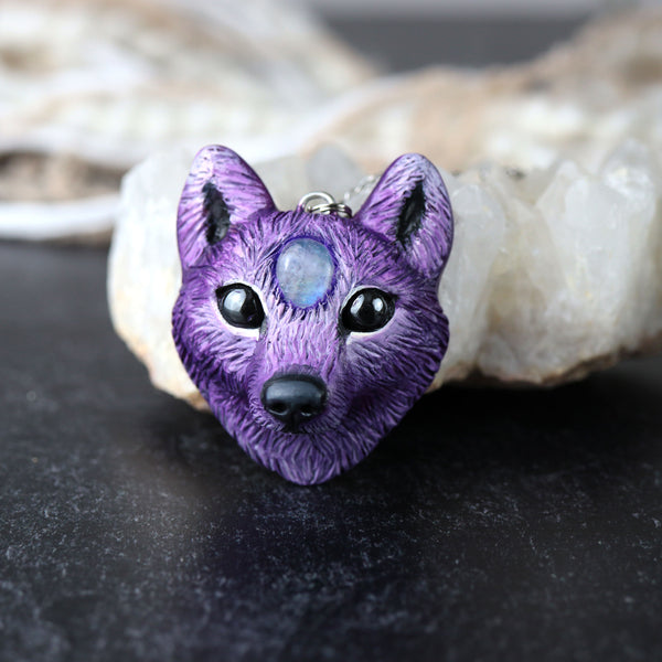 Moonstone Wolf Necklace