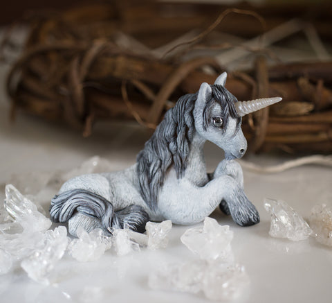 Grey Unicorn Figurine