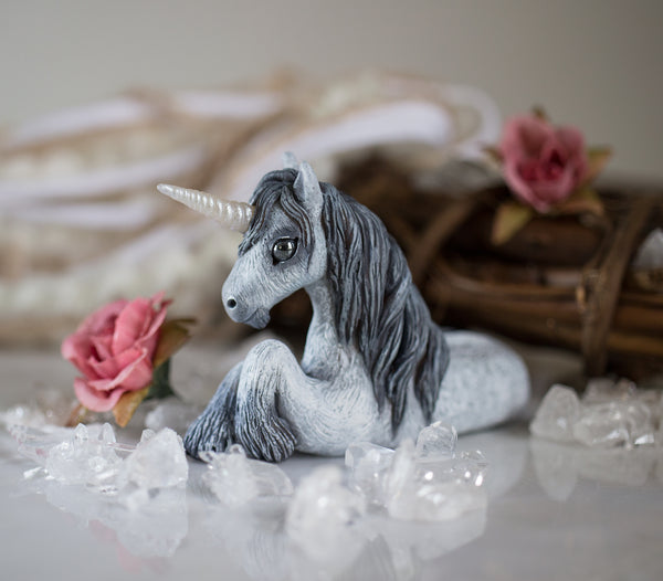 Grey Unicorn Figurine