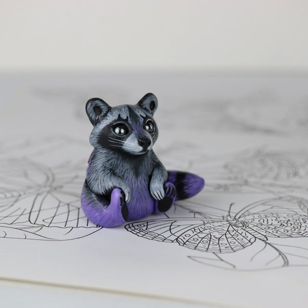 Purple Raccoon Figurine