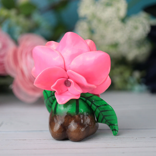 Pouty Pink Flower Figurine