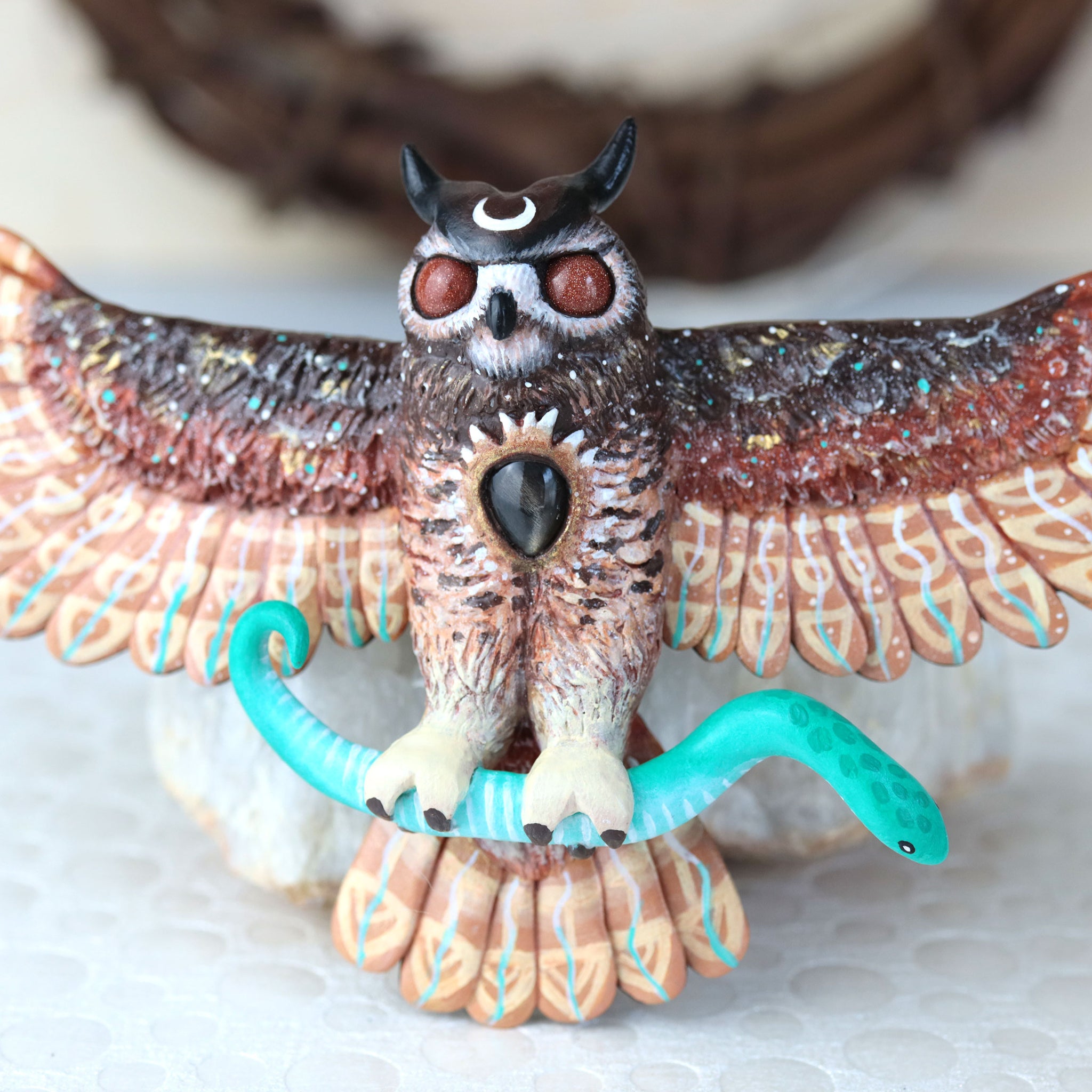RESERVED Final Payment Sunstone Owl Wall Figurine