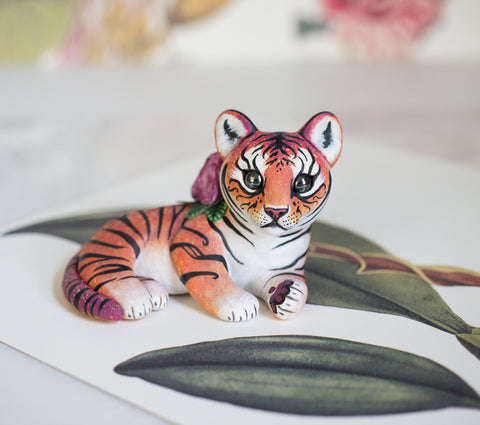 Floral Tiger Figurine