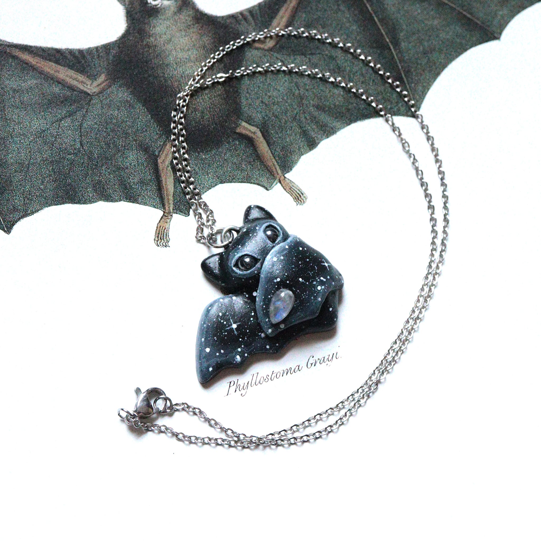 Moonstone Bat Necklace