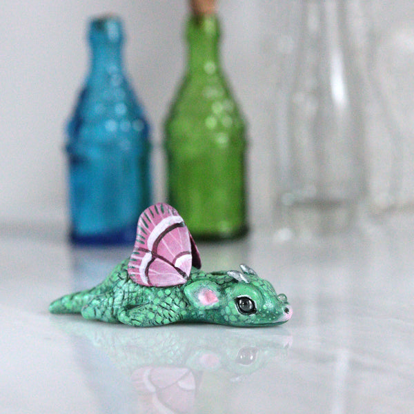 Pink Winged Bored Dragon Figurine