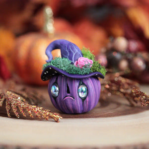 Grumpy Mini Witch Pumpkin Figurine