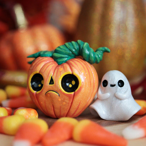 Grumpy Heart Pumpkin Figurine