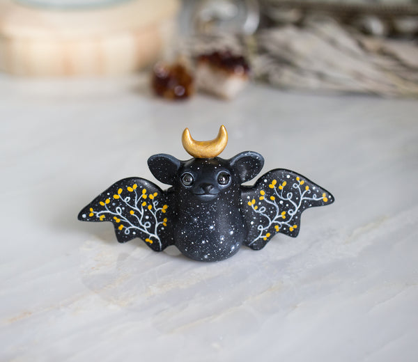 Gold Moon Bat Figurine