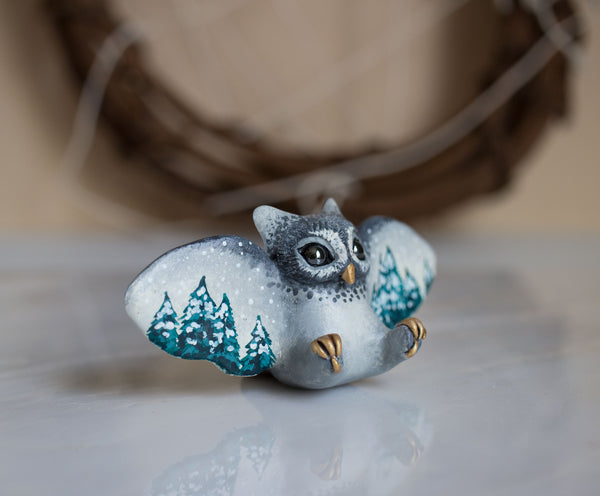 Winter Forest Owl Figurine