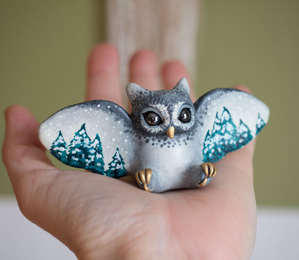 Winter Forest Owl Figurine