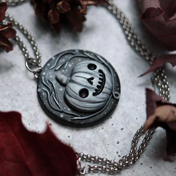 Samhain Medallion Black and White Necklace