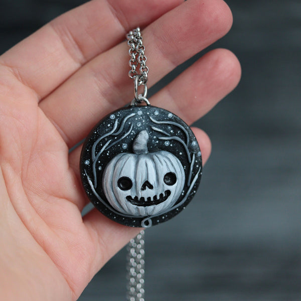Samhain Medallion Black and White Necklace